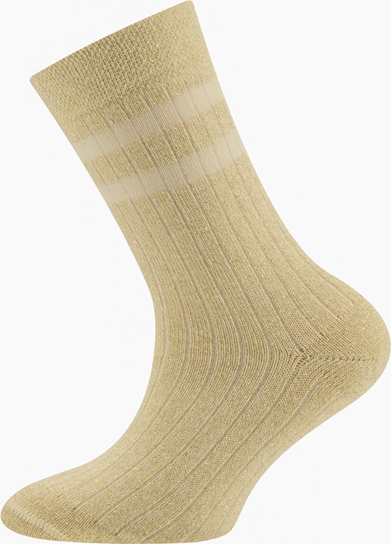 Chaussette Enfant Ewers Sable/ Beige à Fil Pailleté Doré avec Motif Côtes – 2 Rayures Beige Clair-35/38
