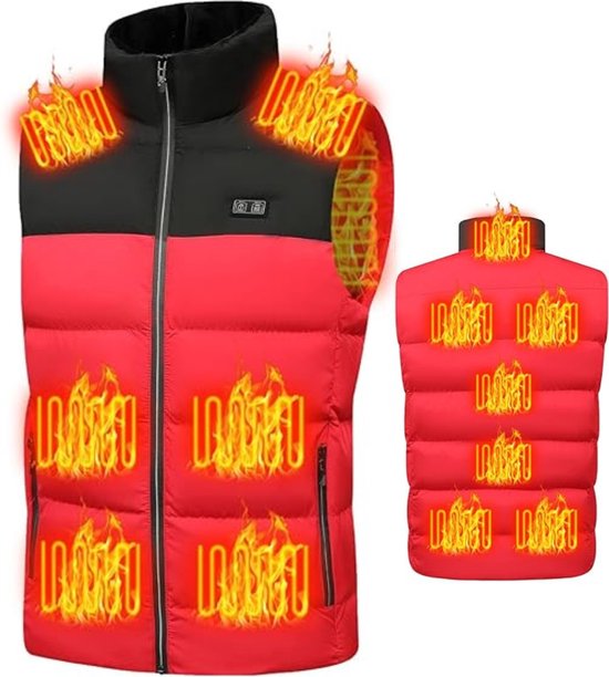 Bodywarmer Chauffant – Gilet Chauffant – Bodywarmer Électrique – Lavable – Rechargeable – Homme – Taille L – Rouge