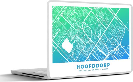 Autocollant pour ordinateur portable – 11,6 pouces – Plan de la ville – Hoofddorp – Vert – Blauw – 30x21cm – Autocollants pour ordinateur portable – Peau pour ordinateur portable – Couverture