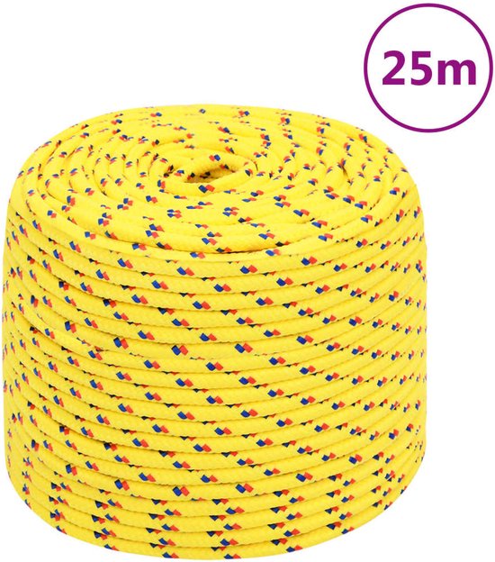 Corde de bateau The Living Store 8 mm 25 m Polypropylène Jaune – Corde de bateau – Corde de bateau – Corde en polyester – Équipement nautique – Accessoires Marine