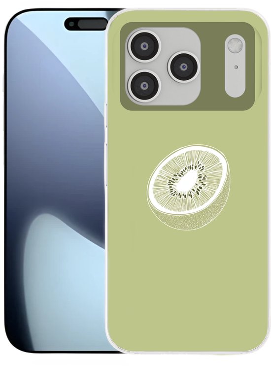 Étui de téléphone Adapté pour étui iPhone 17 Pro – Kiwi – Dessin au trait – Minimaliste – Vert – Étui de téléphone Siliconen Étui de téléphone