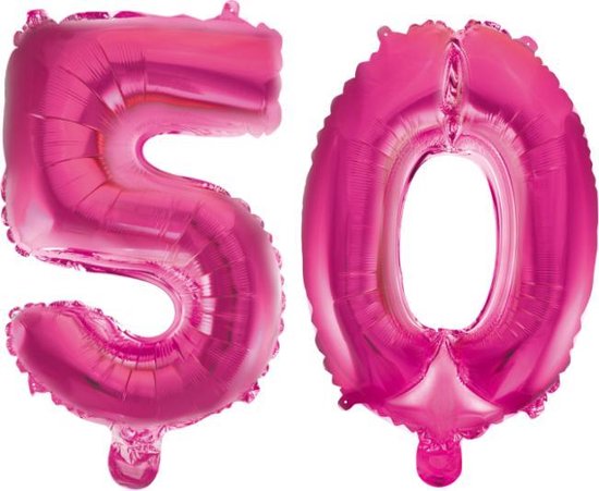 Ballon aluminium 50 ans rose 86cm