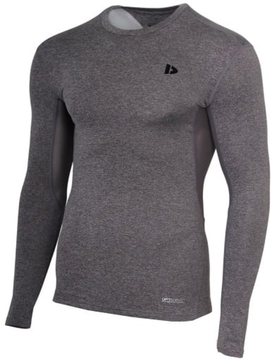 Chemise de compression manches longues Donnay – Couche de base – Homme – Taille XXXL – Gris chiné