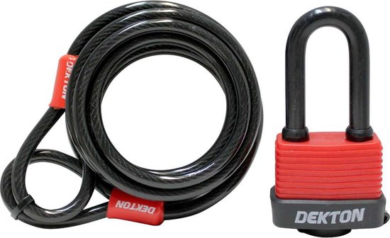 Câble en acier avec cadenas waterproof , gainé PVC, longueur 2,5 m, épaisseur 8 mm