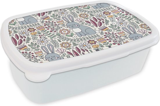 Boîte à pain Wit – Boîte à lunch – Boîte à pain – Lapin – Fleurs – arc-en-ciel – Enfants – Design – 18x12x6 cm – Adultes – Cadeau Sinterklaas – Distribution de cadeaux pour enfants – Cadeaux chaussures Sinterklaas