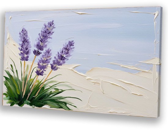 Design Lavande avec des couleurs apaisantes – Peinture Lavande sur toile – Œuvre d&rsquo;art floral – Réalisme – Peintures classiques – Peinture sur toile pour salon – toile 90×60 cm