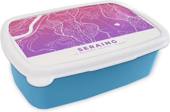 Boîte à pain Blauw – Lunch box – Boîte à pain – Plan de ville – Seraing – Violet – België – 18x12x6 cm – Enfants – Garçon