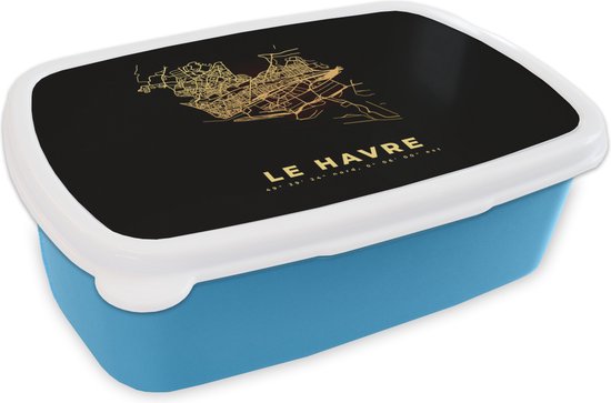 Boîte à pain Blauw – Boîte à lunch – Boîte à pain – France – Carte – Plan de ville – Carte – Le Havre – 18x12x6 cm – Enfants – Garçon