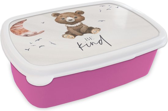 Boîte à lunch rose – Boîte à lunch – Boîte à pain – Citations – Enfants – Proverbes – Soyez gentil – Garçons – Filles – Enfant – 18x12x6 cm – Enfants – Fille – Cadeau Sinterklaas – Distribution de cadeaux pour enfants – Cadeaux chaussures Sinterkla