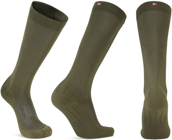 Chaussettes de compression haute performance DANISH ENDURANCE – 26-32 mmHg – Vert olive – Taille 35-38