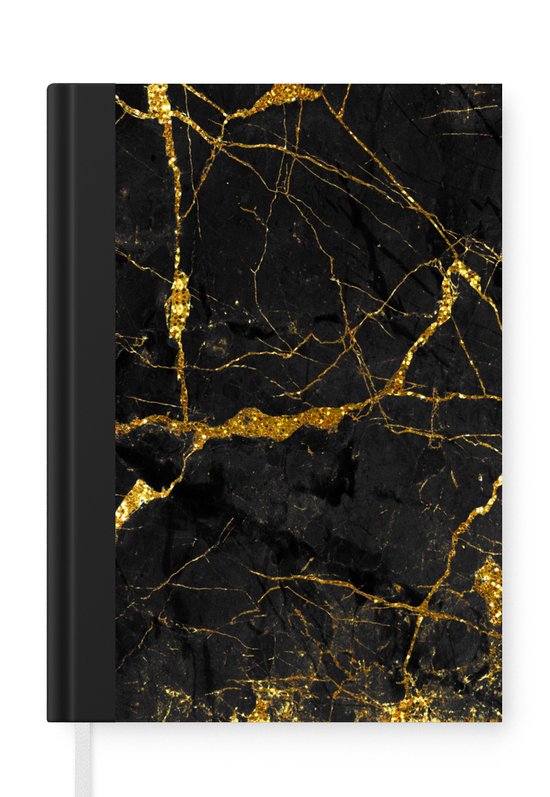 Carnet – Cahier d&rsquo;écriture – Marbré – Zwart – Goud – Glitter – Carnet – Format A5 – Bloc-notes