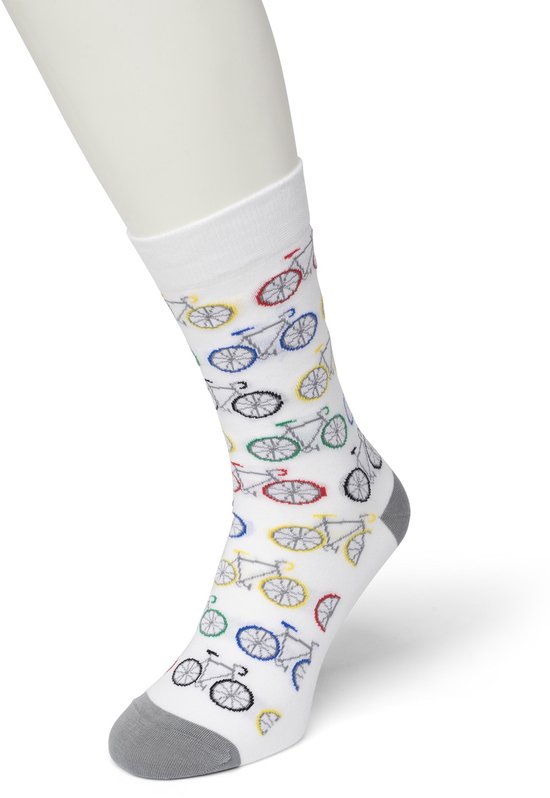 Bonnie Doon Chaussettes Femme avec Imprimé Vélo Taille Thema Wit – Chaussettes à Thème – Vélo – Chaussettes Cadeaux – Katoen Doux avec Couture Lisse – Confortable – Cadeau Perfect – White Brillant – BT991103.1