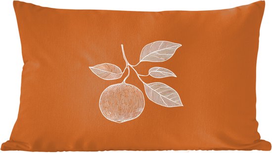 Coussins Coussins décoratifs – Oreillers de salon – 50×30 cm – Orange – Dessiné – Feuilles – Marron
