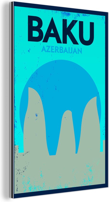 Décoration murale Métal – Peinture Aluminium – Baku – Vintage – Rouge – Zwart – Citations – Baku Azerbaïdjan – 20×30 cm – Dibond