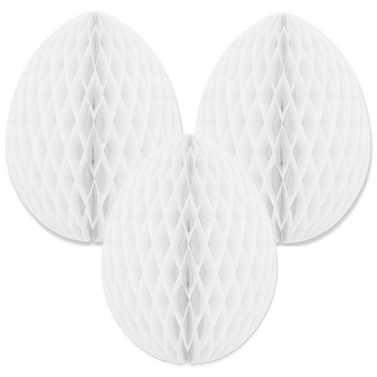 Décoration de Pâques en papier – 3x – blanc – 10 cm – papier crépon ignifuge – Pasen