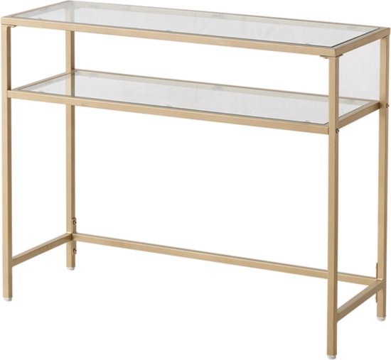 Console Bolt Edge Deluxe – 100 cm – Transparente – Table murale – Table d&rsquo;appoint – Goud