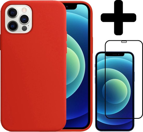 Coque adaptée pour iPhone 12 Pro Coque en Siliconen avec film protecteur d&rsquo;écran – Coque adaptée pour iPhone 12 Pro Case Cover Case – Rouge
