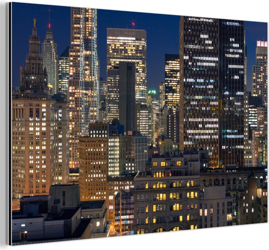 Décoration murale Métal – Peinture Aluminium – New York – USA – Nuit – 60×40 cm – Dibond