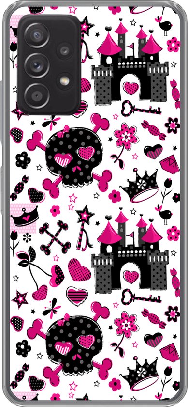 Coque Samsung Galaxy A33 5G – Meiden – Kroon – Cœur – Motifs – Fille – Enfant – Enfants – Coque de téléphone en Siliconen