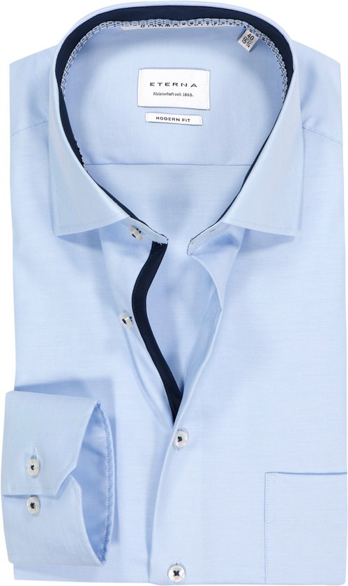 Chemise ETERNA coupe moderne – twill – bleu clair – Sans repassage – Taille de col : 39