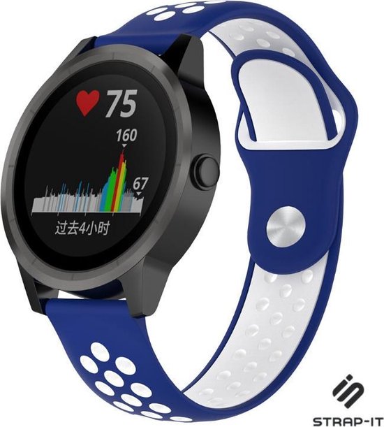 Bracelet Sport Strap-it® Garmin Vivoactive 3 – Bleu Blanc – 42mm