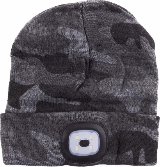 Bonnet LED – Camouflage – Taille Unique – Camouflage Grijs