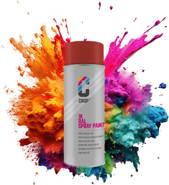 Bombe aérosol CROP RAL 3000 Rouge feu – Mat – 400 ml – Peinture aérosol Rouge – 100 % grand teint – Séchage rapide – Intérieur et extérieur – RAL3000