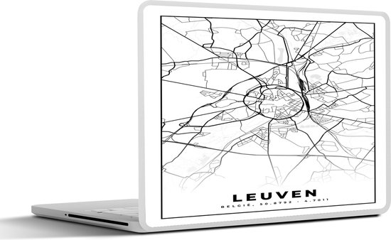 Autocollant pour ordinateur portable – 11,6 pouces – België – Louvain – Plan de ville – Carte – Zwart et Wit – Carte – 30x21cm – Autocollants pour ordinateur portable – Skin pour ordinateur portable – Housse