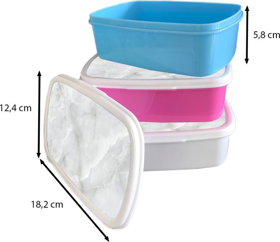 Boîte à pain Rose – Lunch box – Boîte à pain – Marbre – Wit – Motifs – Pierre – Aspect marbre – 18x12x6 cm – Enfants – Fille