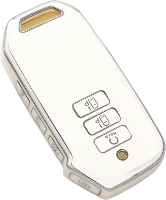 Coque de clé en TPU souple – Étui de clé adapté pour Kia Sportage NQ5 / Niro / Sorento MQ4 / EV6 / Seltos – Coque de clé flexible et robuste – Wit avec Argent – ​​Accessoires de vêtements pour bébé de voiture