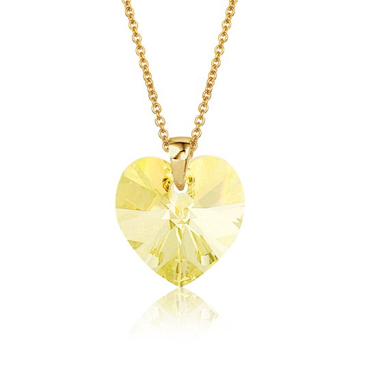 Collier Montebello Fleur HZ118 – Cœur Swarovski® – Argent 925 Plaqué Or – Ø14mm – 50cm