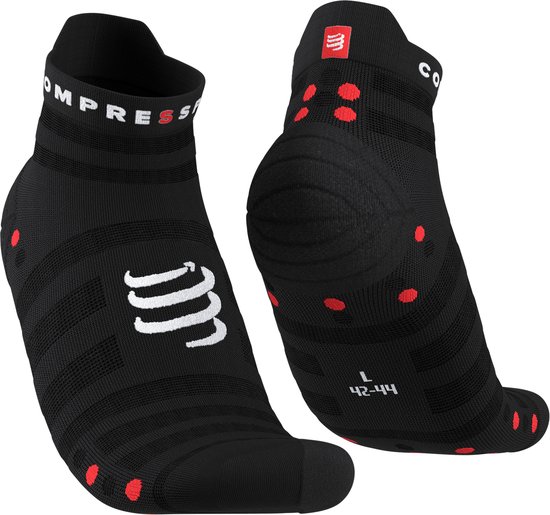 Chaussettes Compressport Pro Racing v4. 0 Ultralight Run Low Noir/Rouge – Chaussettes de course