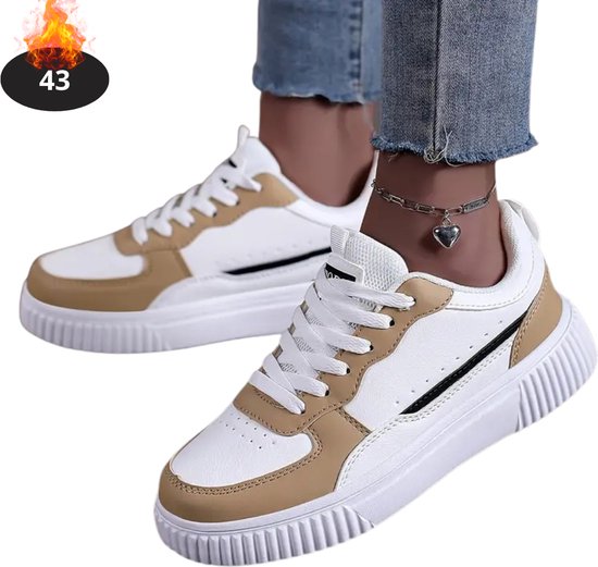 Chaussures pour femmes Nivard Femme – Baskets pour femmes – Confortables – Décontractées – Adulte – Marron clair – Pointure 43