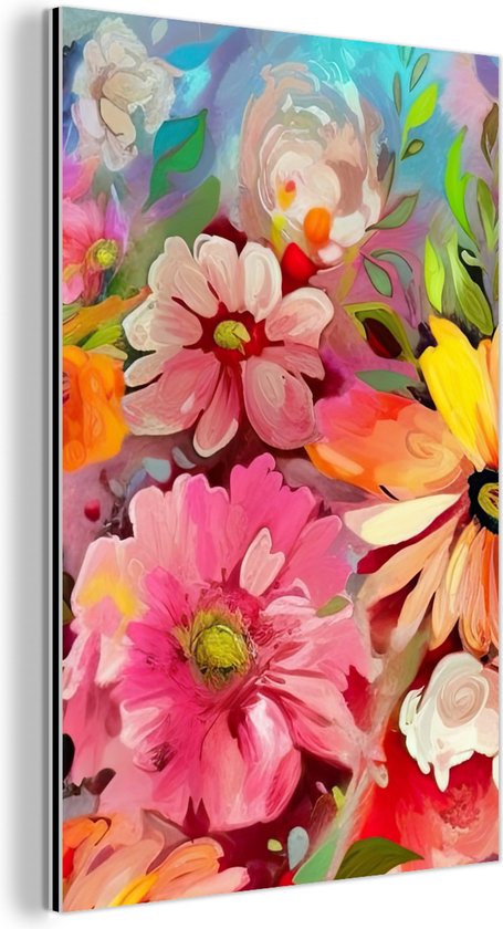 Décoration murale Métal – Aluminium Peinture Industriel – Fleurs – Art – Tableau – Botanique – 40×60 cm – Dibond – Photo sur aluminium – Décoration murale industrielle – Pour le salon/chambre