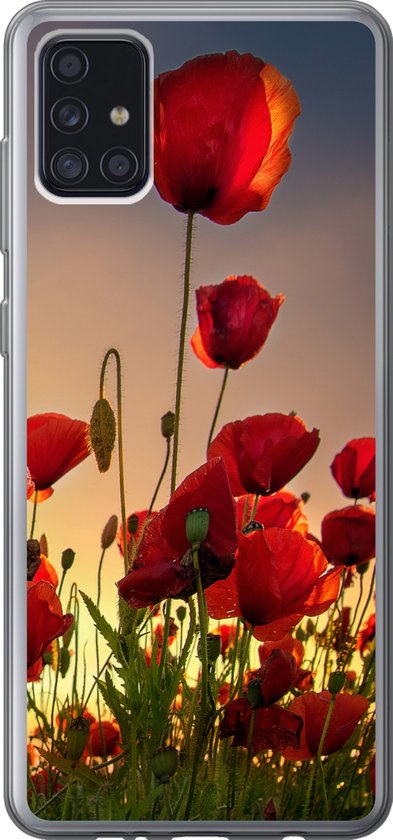 Coque Samsung Galaxy A52 5G – Ciel coloré sur un champ Coquelicots au Danemark – Siliconen