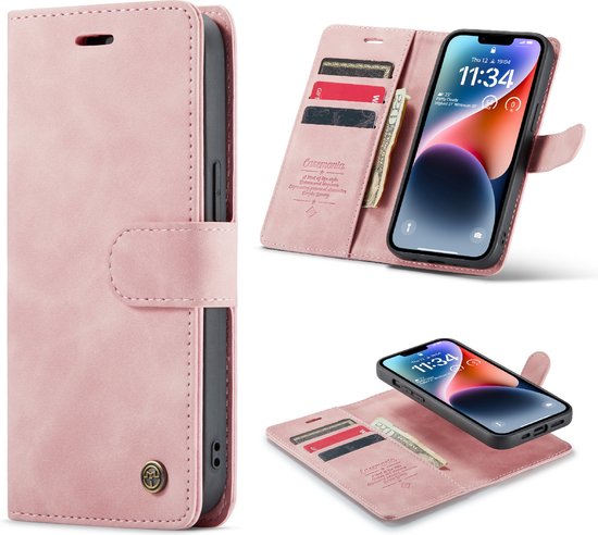 Coque Casemania pour Apple iPhone 15 Pink Pâle – Book Case Magnétique 2 en 1