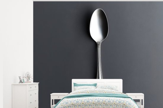 Behang – Fotobehang Zilver – Metaal – Lepel – Breedte 275 cm x hoogte 220 cm