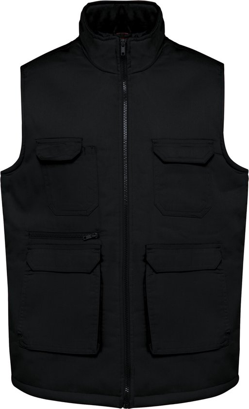 Coupe du monde. Designed To Work Gilet unisexe matelassé en polycoton avec de nombreuses poches WK607 – Noir – XS