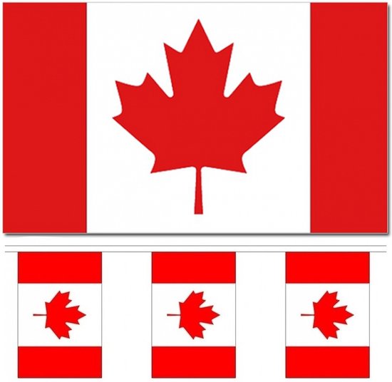 Bellatio Decorations – Décoration Drapeaux – Canada – Drapeau 90 x 150 cm et ligne de drapeau 3m