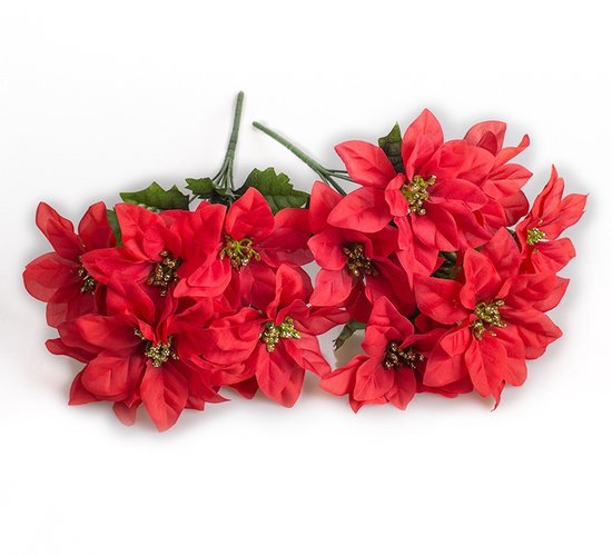 Étoiles de Noël artificielles (2 pièces) – Fleurs en soie réalistes – Décoration d&rsquo;intérieur et d&rsquo;extérieur – Decor de table de Noël – Longueur 34 cm – Résistant au gel – Aspect réaliste – Avec 7 têtes de fleurs par Stengel