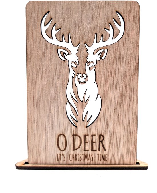 Carte de Noël en bois – Carte de Noël O Deer – découpe de cerf – Carte de Noël avec enveloppe – Cartes de Noël de luxe