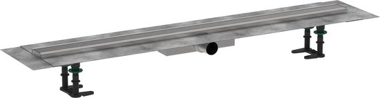Caniveau de douche 100 cm, avec grille, acier inoxydable brossé