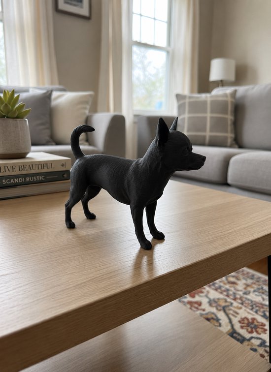 Figurine de chien Chihuahua – Figurine décorative | Imprimée en 3D Noir