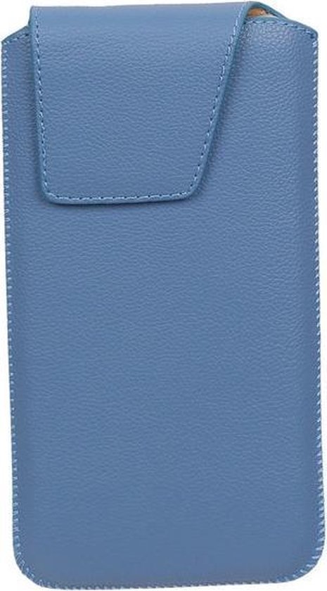 BestCases.nl Huawei Ascend Y550 – Housse / étui universel en cuir avec insert modèle 1 – Bleu Medium