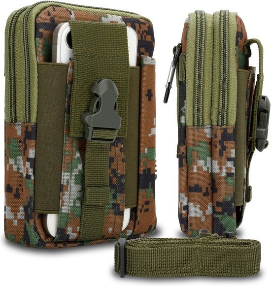 Coque pour Huawei P8 MAX en vert camouflage tactique téléphone portable Molle EDC pochette compatible sac à bandoulière ceinture militaire