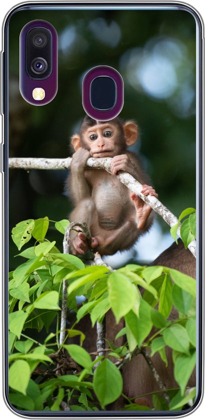 Coque Samsung Galaxy A40 – Bébé – Singe – Branches – Siliconen – Sinterklaas – Noël – Cadeaux – Cadeaux de chaussures