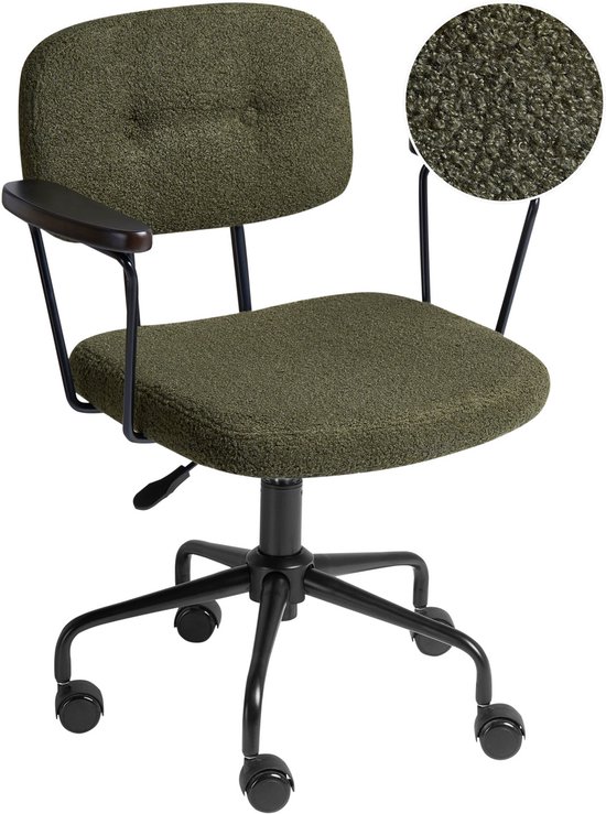 BELIANI ALGERITA – Chaise de bureau – Vert foncé – Bouclé