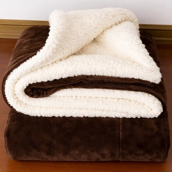 Couverture polaire nuages 150×200 cm – Luxe, extra douce & chaude – Pour canapé et lit – Marron foncé