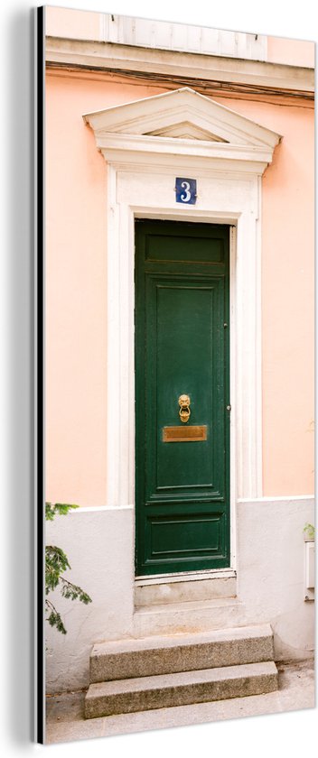 Décoration murale Métal – Peinture Aluminium Industriel – Paris – Vert – Porte – Pastel – Architecture – 20×40 cm – Dibond – Photo sur aluminium – Décoration murale industrielle – Pour le salon/chambre