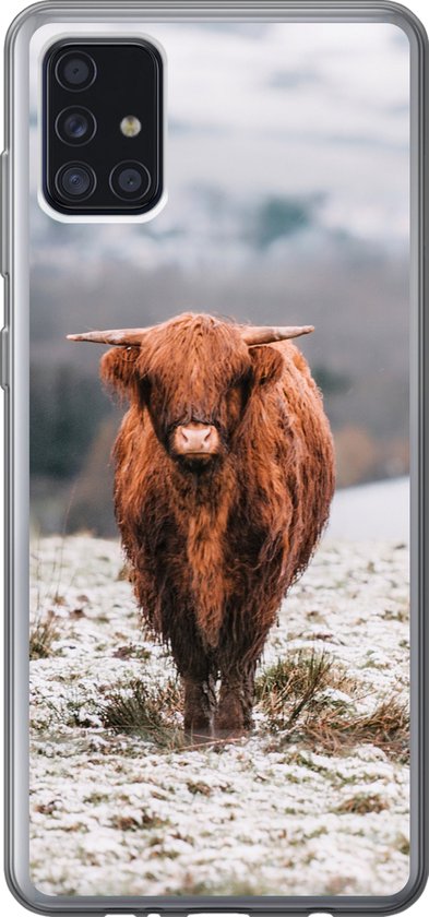 Coque Samsung Galaxy A52 5G – Scottish Highlander – Neige – Berg – Siliconen